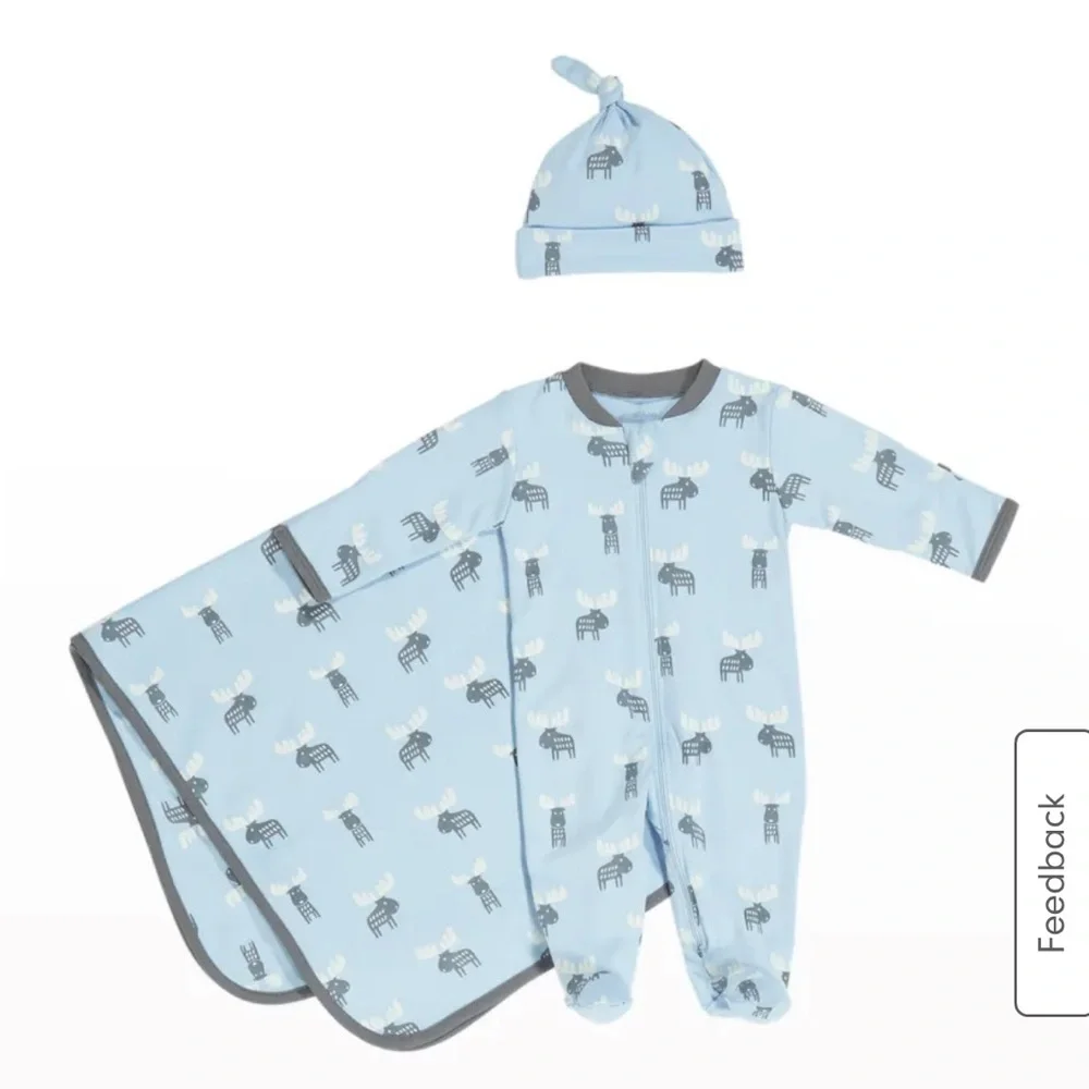 • Kissy Love By Kissy Kissy • Boy's Moose Tracks One Piece Footie Pajamas Blue